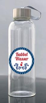 Glasflasche "Babbelwasser" 